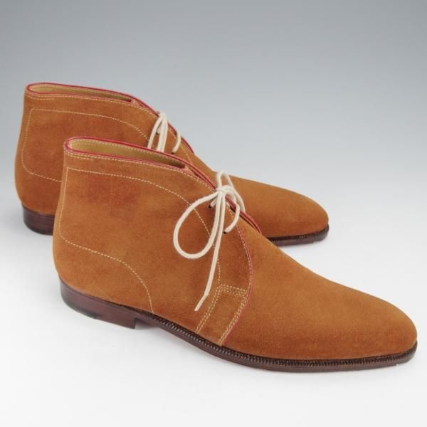 未使用★クロケット&ジョーンズ UK6程度【オーダー価格5000ユーロ(72万円程度)★パリ店のビスポーク品】チャッカブーツ/茶★j328