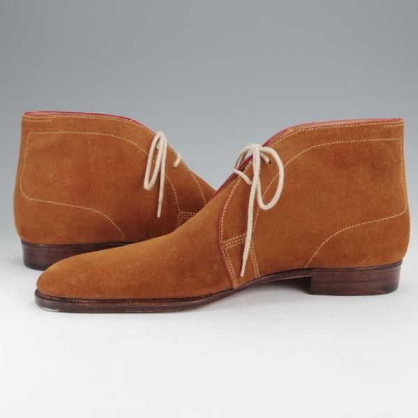 未使用★クロケット&ジョーンズ UK6程度【オーダー価格5000ユーロ(72万円程度)★パリ店のビスポーク品】チャッカブーツ/茶★j328