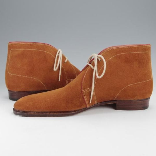 未使用★クロケット&ジョーンズ UK6程度【オーダー価格5000ユーロ(72万円程度)★パリ店のビスポーク品】チャッカブーツ/茶★j328