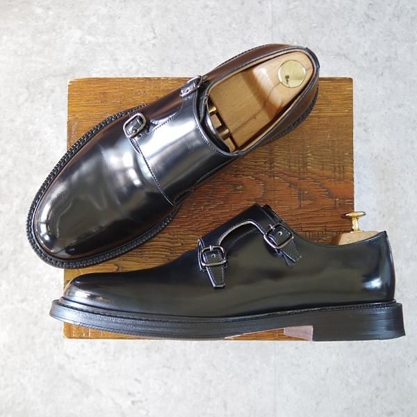 極美品★チャーチ 75F/UK7.5【貴重★SHANNON同仕様のダブルモンク/LAMBOURN】103ラスト/ポリッシュドバインダーカーフ/黒/Church's★j330