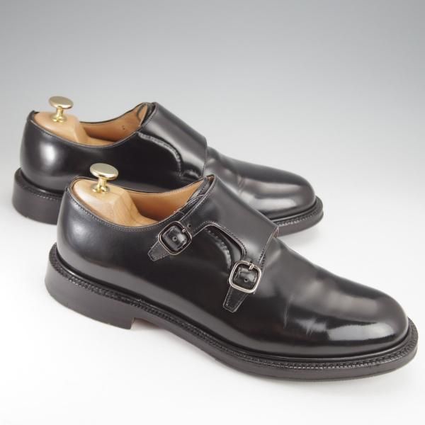 極美品★チャーチ 75F/UK7.5【貴重★SHANNON同仕様のダブルモンク/LAMBOURN】103ラスト/ポリッシュドバインダーカーフ/黒/Church's★j330