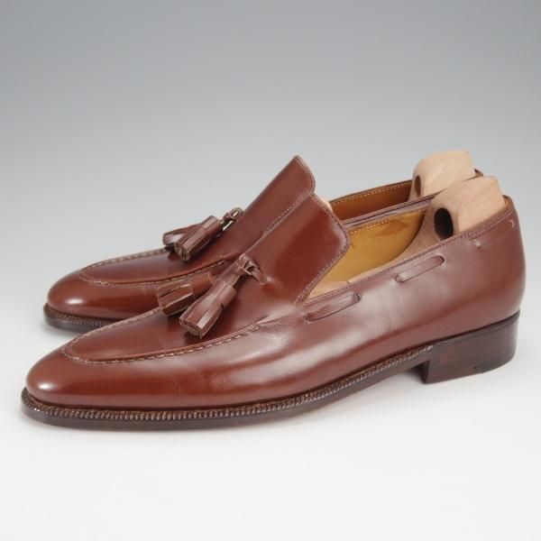 未使用★クロケット&ジョーンズ UK6程度【オーダー価格4500ユーロ〜(65万円程度)★パリ店のビスポーク品】ローファー/茶★j331