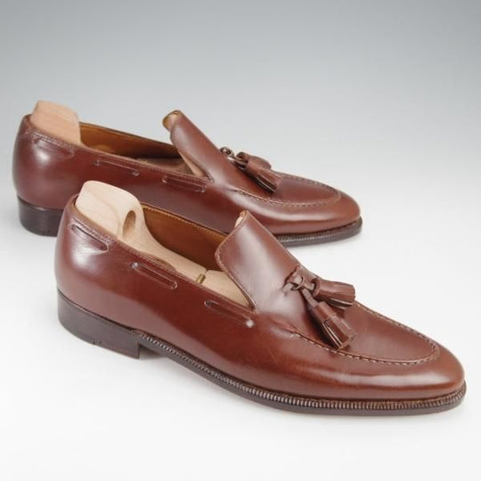 未使用★クロケット&ジョーンズ UK6程度【オーダー価格4500ユーロ〜(65万円程度)★パリ店のビスポーク品】ローファー/茶★j331