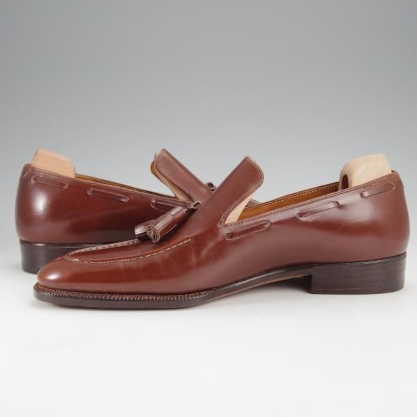 未使用★クロケット&ジョーンズ UK6程度【オーダー価格4500ユーロ〜(65万円程度)★パリ店のビスポーク品】ローファー/茶★j331