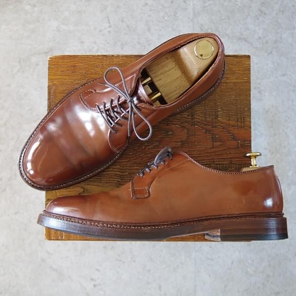 美品★オールデン 8D【貴重★ウイスキーコードバン/茶/SHIPS別注】9905/バリーラスト/プレーントゥ/メンズ/Alden★j332