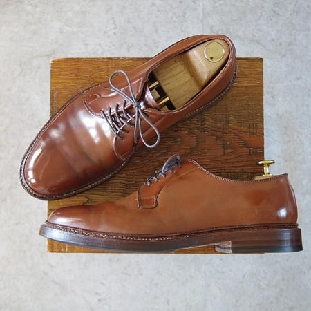 美品★オールデン 8D【貴重★ウイスキーコードバン/茶/SHIPS別注】9905/バリーラスト/プレーントゥ/メンズ/Alden★j332