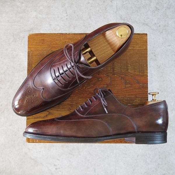 極美品★ジョンロブ SIZE 42/UK8程度【貴重★エルメス別注/ミュージアムカーフ】H103ラスト/濃茶/メンズ/HERMES/JOHN LOBB★j334