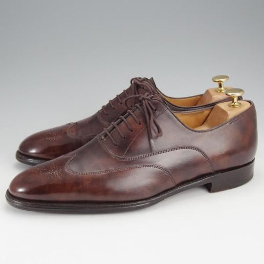 極美品★ジョンロブ SIZE 42/UK8程度【貴重★エルメス別注/ミュージアムカーフ】H103ラスト/濃茶/メンズ/HERMES/JOHN LOBB★j334