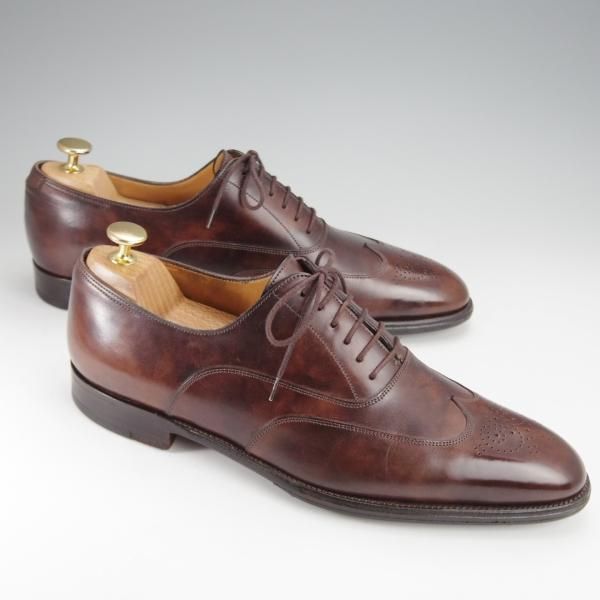 極美品★ジョンロブ SIZE 42/UK8程度【貴重★エルメス別注/ミュージアムカーフ】H103ラスト/濃茶/メンズ/HERMES/JOHN LOBB★j334