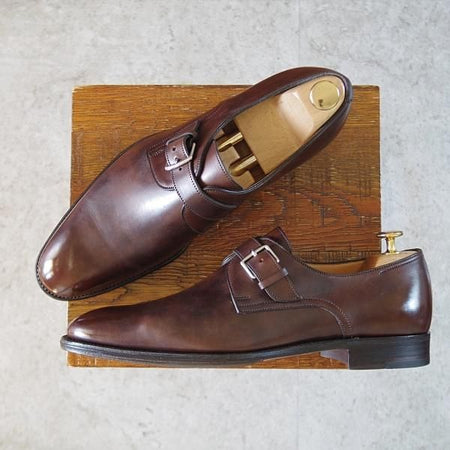 極美品★ジョンロブ SIZE 42/UK8程度【貴重★エルメス別注/ミュージアムカーフ】H103ラスト/JARVIS/モンクストラップ/JOHN LOBB★j337