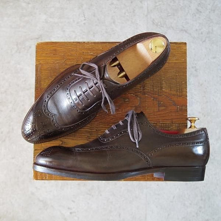 極上★(東欧)サンクリスピン SIZE 6.5【貴重★ハンドソーンウェルテッド製法/トレーディングポスト別注】フルブローグ/カーフ/濃茶★j342