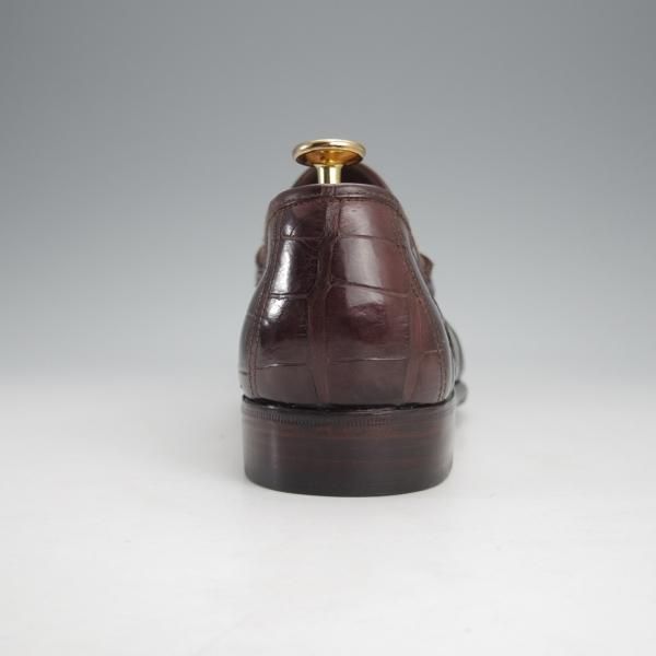 美品★(伊)シルヴァノ・ラッタンジ SIZE 6.5【定価￥540,000-★クロコダイル仕様/コインローファー】BELLAGIORNATA/濃茶/メンズ★j346