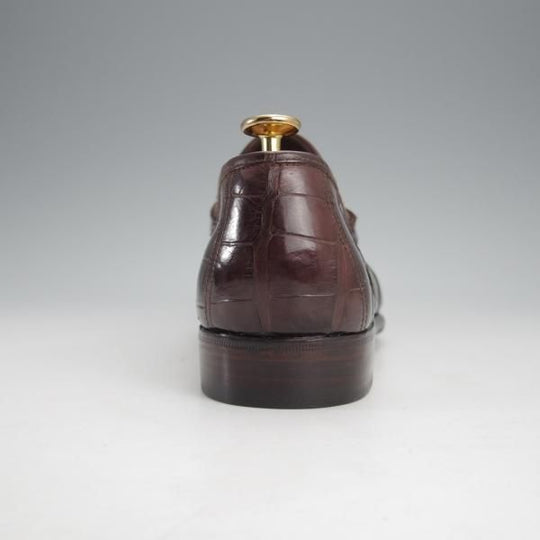 美品★(伊)シルヴァノ・ラッタンジ SIZE 6.5【定価￥540,000-★クロコダイル仕様/コインローファー】BELLAGIORNATA/濃茶/メンズ★j346