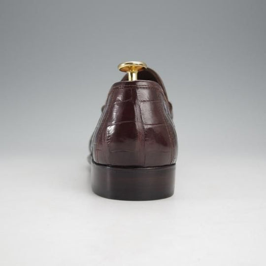 美品★(伊)シルヴァノ・ラッタンジ SIZE 6.5【定価￥540,000-★クロコダイル仕様/コインローファー】BELLAGIORNATA/濃茶/メンズ★j346