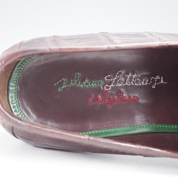 美品★(伊)シルヴァノ・ラッタンジ SIZE 6.5【定価￥540,000-★クロコダイル仕様/コインローファー】BELLAGIORNATA/濃茶/メンズ★j346