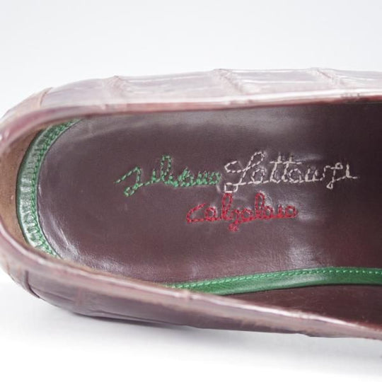 美品★(伊)シルヴァノ・ラッタンジ SIZE 6.5【定価￥540,000-★クロコダイル仕様/コインローファー】BELLAGIORNATA/濃茶/メンズ★j346