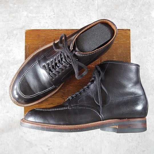 美品★オールデン 8.5D【同系モデル定価￥117,700-★インディーブーツ/401】トゥルーバランスラスト/コルクソール/カーフ/黒/Alden★j352