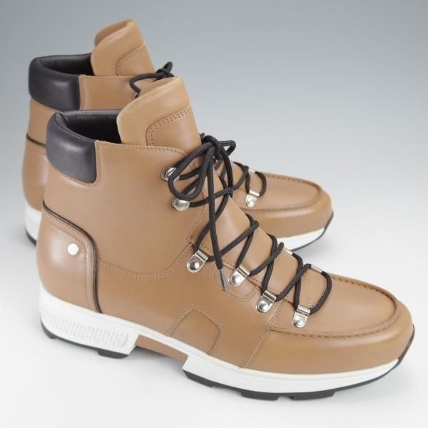 未使用★(伊製)HERMES/エルメス SIZE 40【★レザースニーカー/茶】レースアップブーツ/ハイカット/カーフ/茶/メンズ★j353