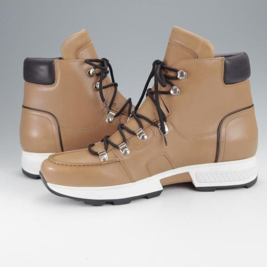 未使用★(伊製)HERMES/エルメス SIZE 40【★レザースニーカー/茶】レースアップブーツ/ハイカット/カーフ/茶/メンズ★j353