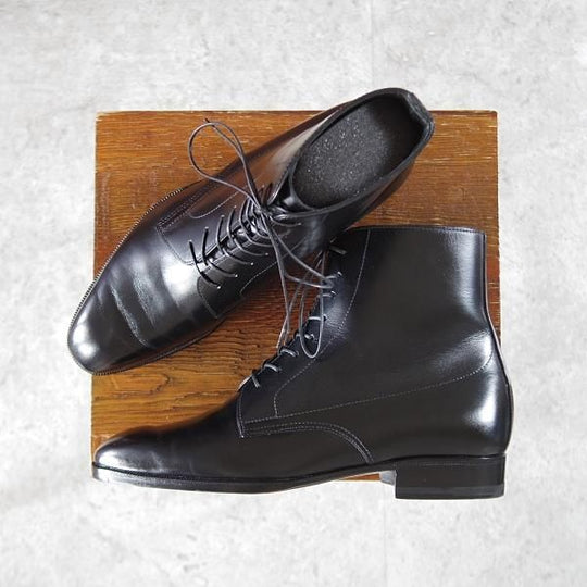 未使用★(仏)オーベルシー 4.5E【定価￥198,000-★(仏)デュプイ社のボックスカーフ仕様/HUGH】レースアップブーツ/黒/AUBERCY★j354