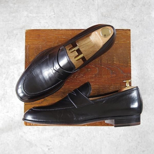 未使用★(伊)タニノクリスチー SIZE 7.5【デッドストック品★コインローファー/127590】スリッポン/カーフ/黒/TANINO CRISCI★j355