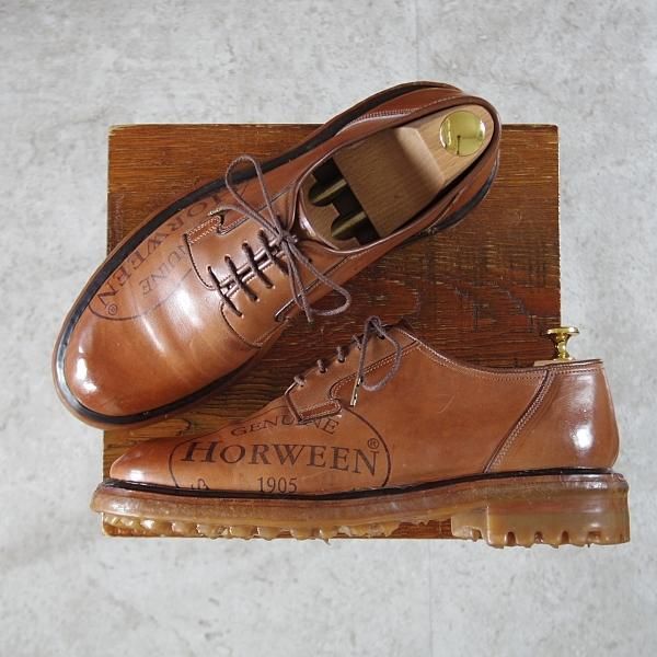 極美品★(伊)シルヴァノ・サセッティ SIZE 6.5【定価￥212,300-★リバースコードバン仕様/(米)ホーウィン社】プレーントゥ/茶★j357