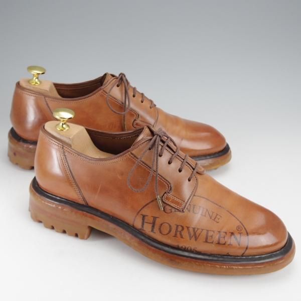 極美品★(伊)シルヴァノ・サセッティ SIZE 6.5【定価￥212,300-★リバースコードバン仕様/(米)ホーウィン社】プレーントゥ/茶★j357