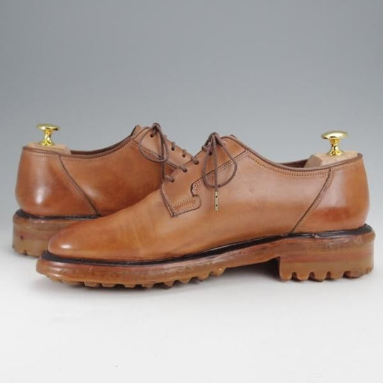 極美品★(伊)シルヴァノ・サセッティ SIZE 6.5【定価￥212,300-★リバースコードバン仕様/(米)ホーウィン社】プレーントゥ/茶★j357