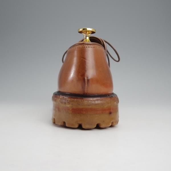 極美品★(伊)シルヴァノ・サセッティ SIZE 6.5【定価￥212,300-★リバースコードバン仕様/(米)ホーウィン社】プレーントゥ/茶★j357