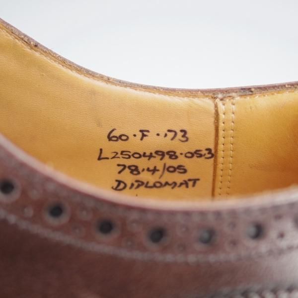 極美品★チャーチ 60F/UK6【現行定価￥176,000-★ディプロマット/DIPLOMAT】173ラスト/セミブローグ/ネバダカーフ/濃茶/Church's★j361