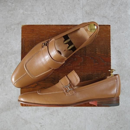 未使用★(伊製)HERMES/エルメス SIZE 40【★ローファー/薄茶】カーフ/メンズ★j363