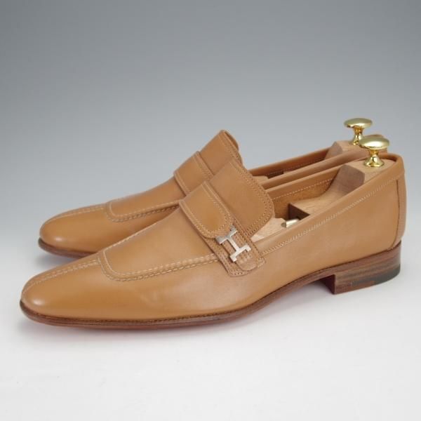 未使用★(伊製)HERMES/エルメス SIZE 40【★ローファー/薄茶】カーフ/メンズ★j363