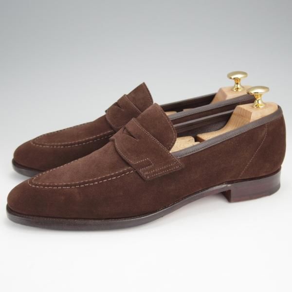 美品★クロケット&ジョーンズ 6.5E【★コインローファー/TEIGN/341ラスト】スエード/濃茶/メンズ/Crockett&Jones★j365