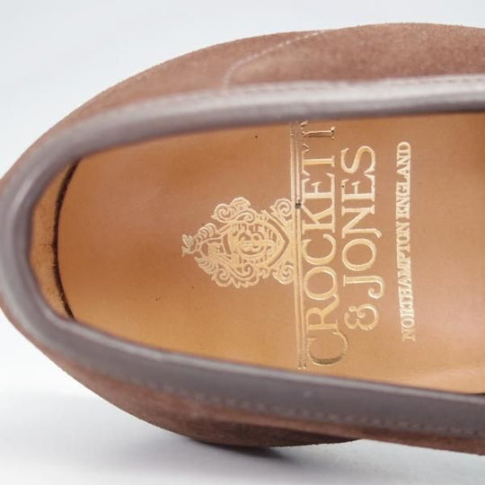 美品★クロケット&ジョーンズ 6.5E【★コインローファー/TEIGN/341ラスト】スエード/濃茶/メンズ/Crockett&Jones★j365