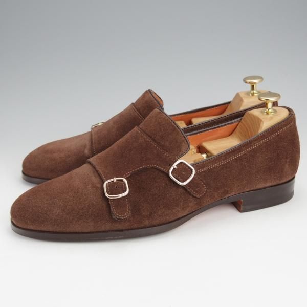 極美品★(伊)サントーニ SIZE 7.5【モデル定価￥104,500-★CARLOSラスト/カルロス/13907】ダブルバックル/ローファー/Santoni★j366