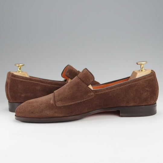 極美品★(伊)サントーニ SIZE 7.5【モデル定価￥104,500-★CARLOSラスト/カルロス/13907】ダブルバックル/ローファー/Santoni★j366