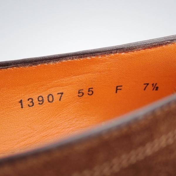 極美品★(伊)サントーニ SIZE 7.5【モデル定価￥104,500-★CARLOSラスト/カルロス/13907】ダブルバックル/ローファー/Santoni★j366