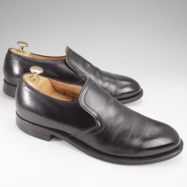 ★オールデン 7.5D【貴重★旧ロゴ/モディファイドラスト/45107F】センターエラスティック/ローファー/黒/メンズ/Alden★j369