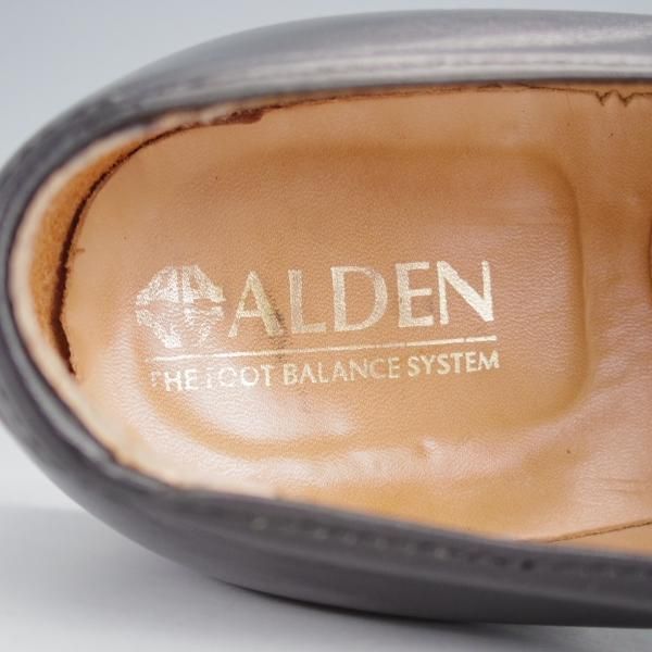 ★オールデン 7.5D【貴重★旧ロゴ/モディファイドラスト/45107F】センターエラスティック/ローファー/黒/メンズ/Alden★j369