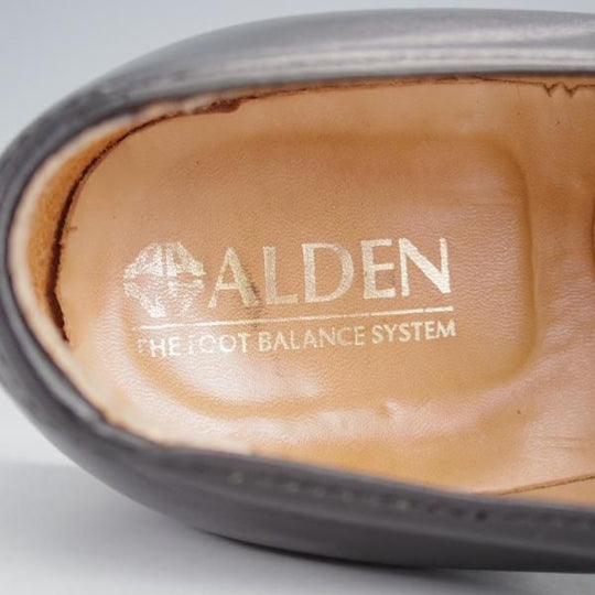 ★オールデン 7.5D【貴重★旧ロゴ/モディファイドラスト/45107F】センターエラスティック/ローファー/黒/メンズ/Alden★j369