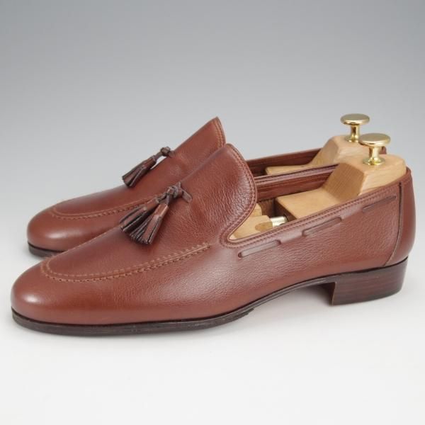 未使用★(伊)タニノクリスチー SIZE 7.5【デッドストック品★タッセルローファー/105843】グレインレザー/茶/メンズ/TANINO CRISCI★j374