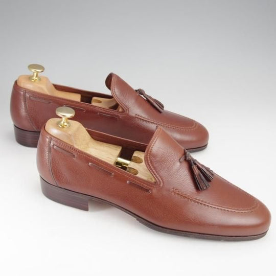 未使用★(伊)タニノクリスチー SIZE 7.5【デッドストック品★タッセルローファー/105843】グレインレザー/茶/メンズ/TANINO CRISCI★j374