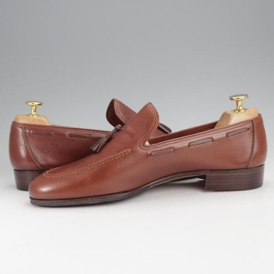 未使用★(伊)タニノクリスチー SIZE 7.5【デッドストック品★タッセルローファー/105843】グレインレザー/茶/メンズ/TANINO CRISCI★j374