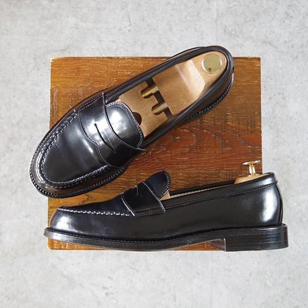 極美品★オールデン 7.5E【現行定価17万円程度★コードバン/(香港)TASSELS別注/987】ヴァンラスト/コインローファー/黒/Alden★j376