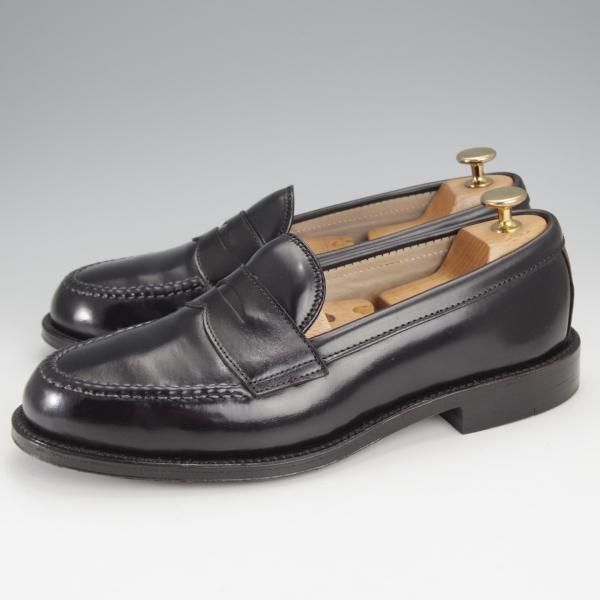 極美品★オールデン 7.5E【現行定価17万円程度★コードバン/(香港)TASSELS別注/987】ヴァンラスト/コインローファー/黒/Alden★j376
