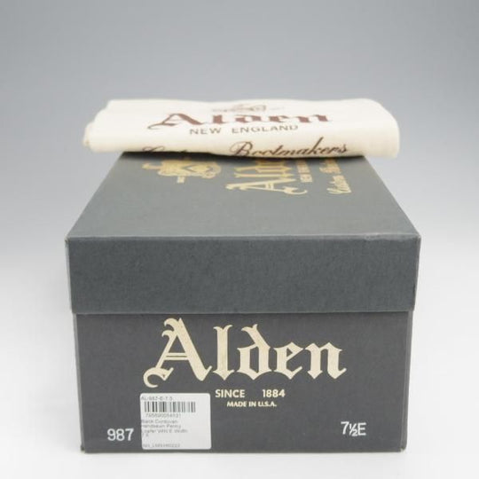 極美品★オールデン 7.5E【現行定価17万円程度★コードバン/(香港)TASSELS別注/987】ヴァンラスト/コインローファー/黒/Alden★j376