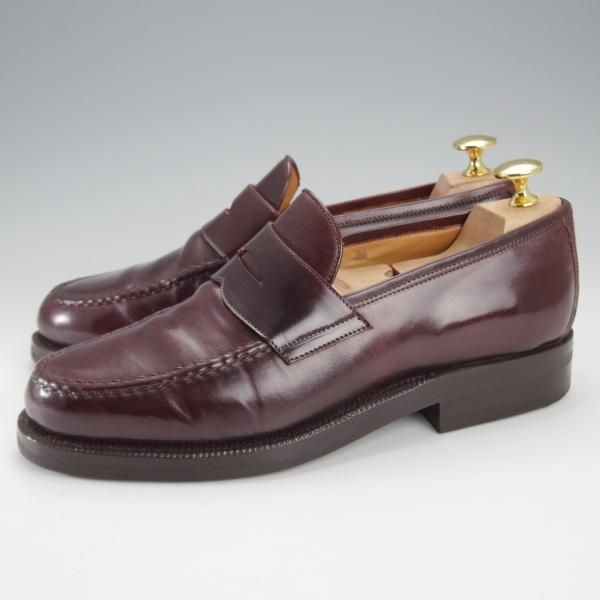 極上★(伊)エンツォ・ボナフェ SIZE 39【モデル定価￥209,000-★コードバン仕様/コインローファー】3713/赤茶/Enzo Bonafe★j395