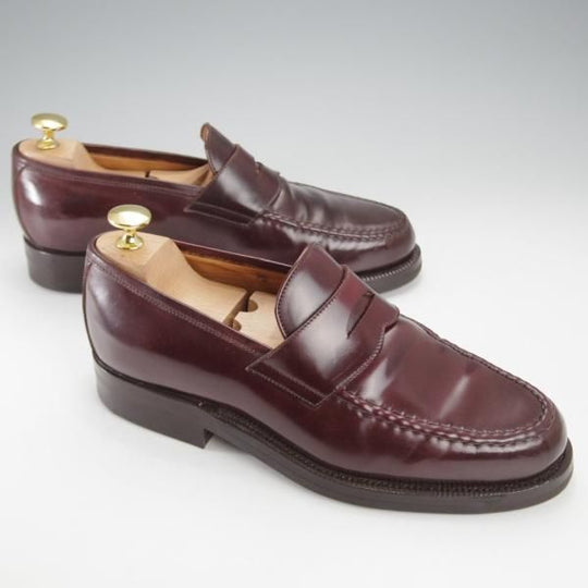 極上★(伊)エンツォ・ボナフェ SIZE 39【モデル定価￥209,000-★コードバン仕様/コインローファー】3713/赤茶/Enzo Bonafe★j395