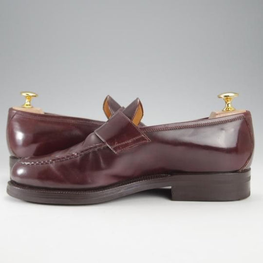 極上★(伊)エンツォ・ボナフェ SIZE 39【モデル定価￥209,000-★コードバン仕様/コインローファー】3713/赤茶/Enzo Bonafe★j395