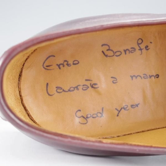 極上★(伊)エンツォ・ボナフェ SIZE 39【モデル定価￥209,000-★コードバン仕様/コインローファー】3713/赤茶/Enzo Bonafe★j395